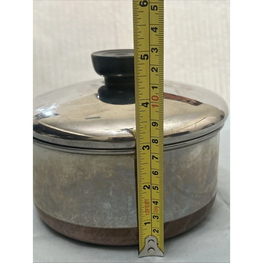 Vintage Revere Ware 1 Quart Stainless Steel Saucepan Copper Clad Bottom and Lid